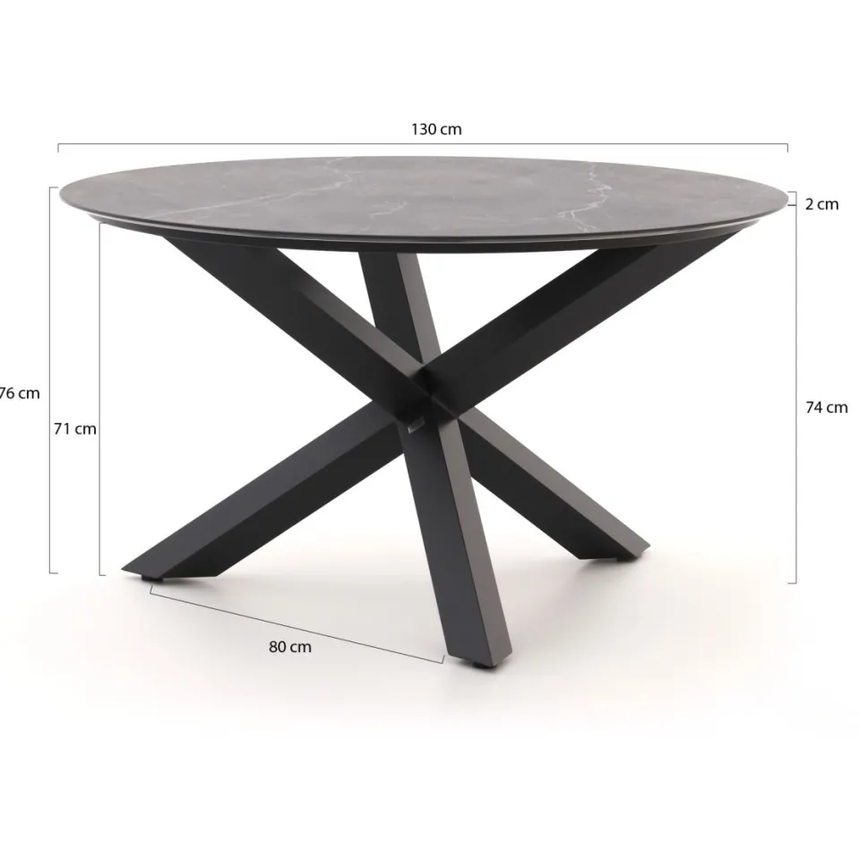 Bellagio tuinmeubelen Bellagio Lugo/Lodola ø 130cm dining tuinset 5-delig verstelbaar grijs, foto 3