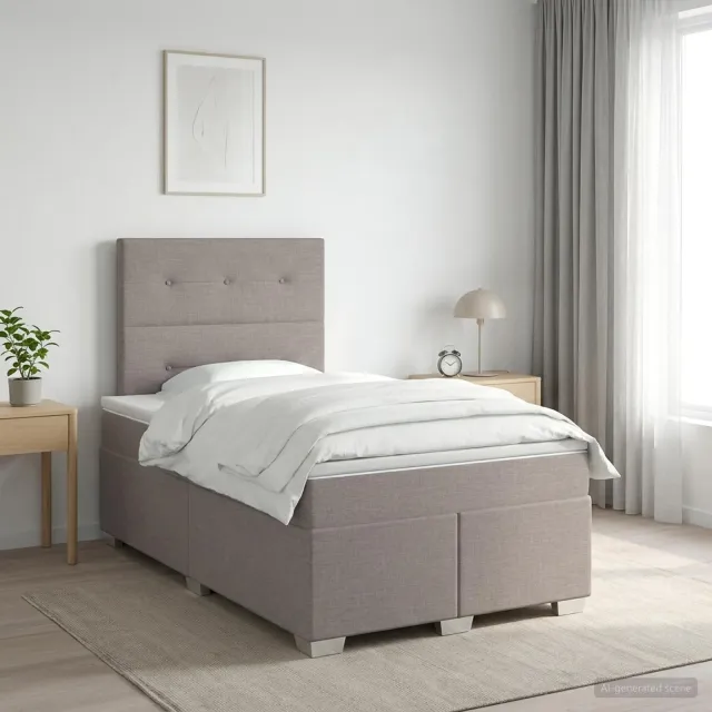 vidaXL Boxspringbed met matras met hoofdeinde Taupe 120 x 190 cm Stof