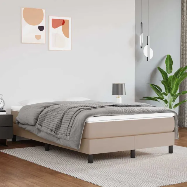 vidaXL Pocketveringmatras medium 120x200x20 cm kunstleer cappuccinokleurig Bruin