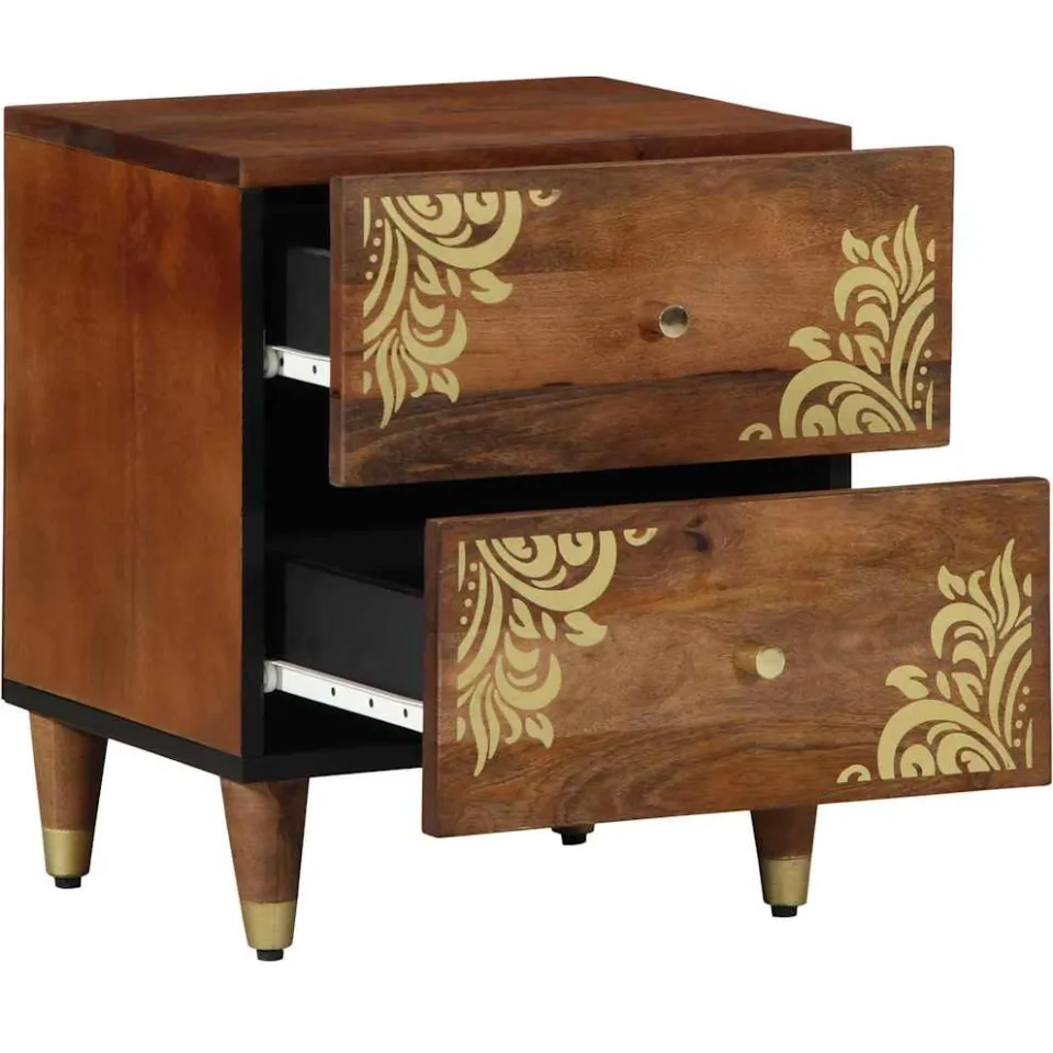 vidaXL Nachtkastje Honingbruin 40 x 33 x 46 cm Massief Mango Hout bruin, foto 2