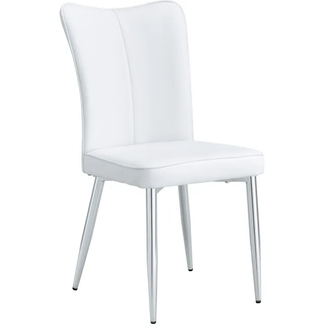 Merax Set Van 2 Moderne Witte Eetkamerstoelen Met Zilverkleurige Metalen Poten – PU-Kunstleer – Ergonomische Rugleuning – 89 cm