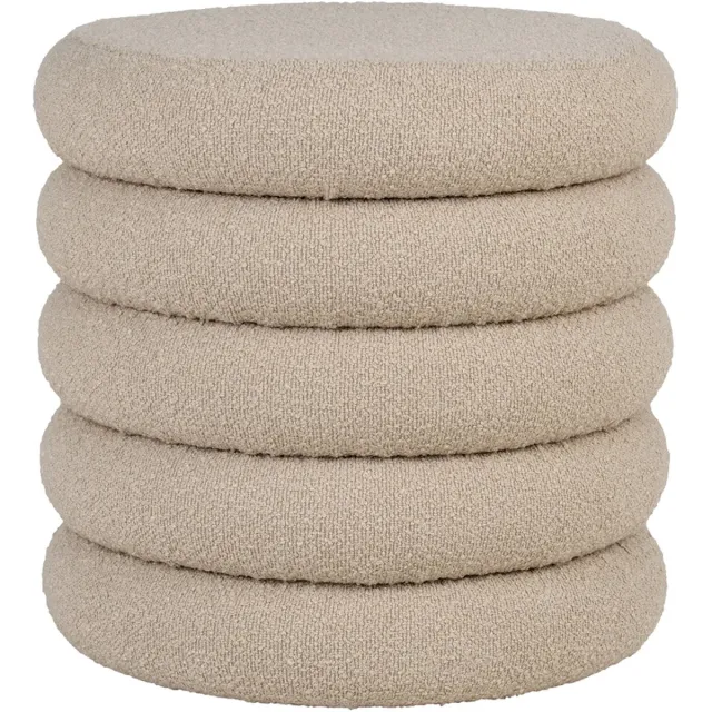 Artichok Willemijn poef bouclé beige - met opbergruimte - rond - met deksel - Ø 44 cm