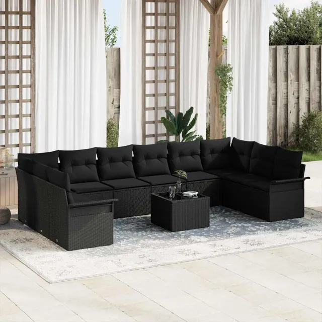 vidaXL Tuin Sofa Set 11 st Zwart poly rattan