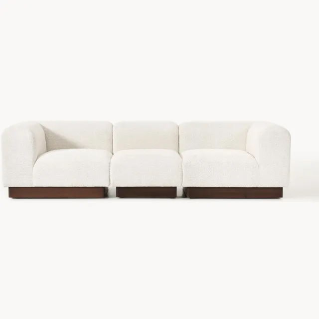 Westwing Collection Modulaire bank Natalie (3-zits) van teddy-bouclé wit