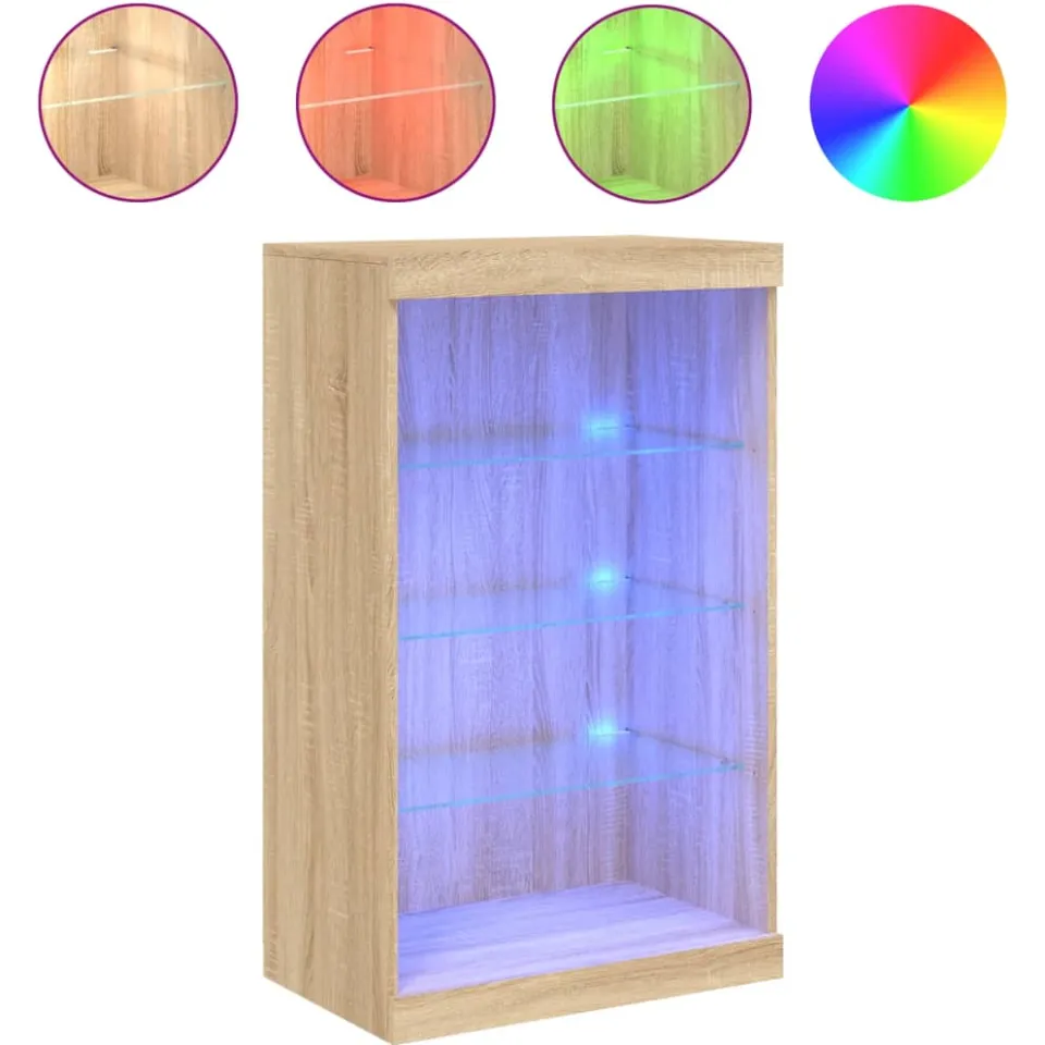 vidaXL Dressoir met LED-verlichting 60,5x37x100 cm sonoma eikenkleurig, foto 4