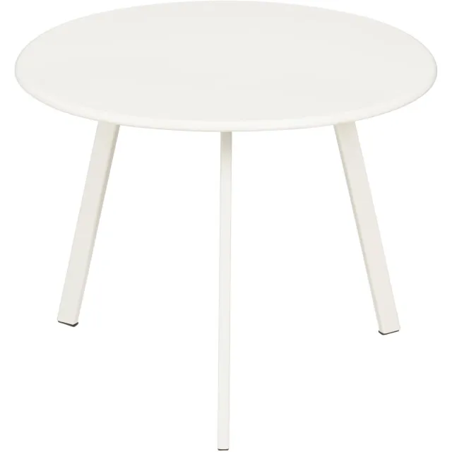 Mica Decorations Seatle Bijzettafel voor Buiten - Salontafel Rond - Plantentafel en Koffietafel - H30 x Ø38 cm - Metaal - Wit