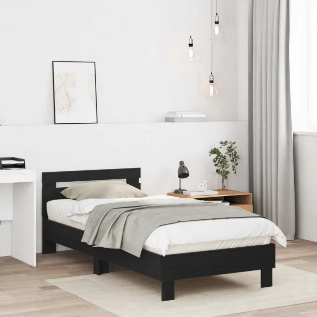 vidaXL Bedframe Zwart eiken 80 x 200 cm Bewerkt hout