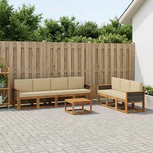 vidaXL Buiten bankenset 7 st 7-zits Natuurlijk en Beige