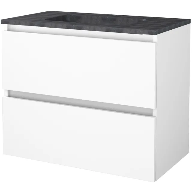 Aquasplash Badmeubelset Aquasplash Salt 80x46 cm Greeploos 2 Lades Met Wastafel Hardsteen 1 Kraangat Ice White Aquasplash