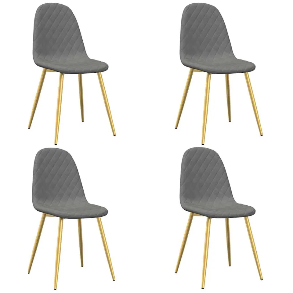 vidaXL Eetkamerstoelen 4 st fluweel lichtgrijs grijs, foto 3