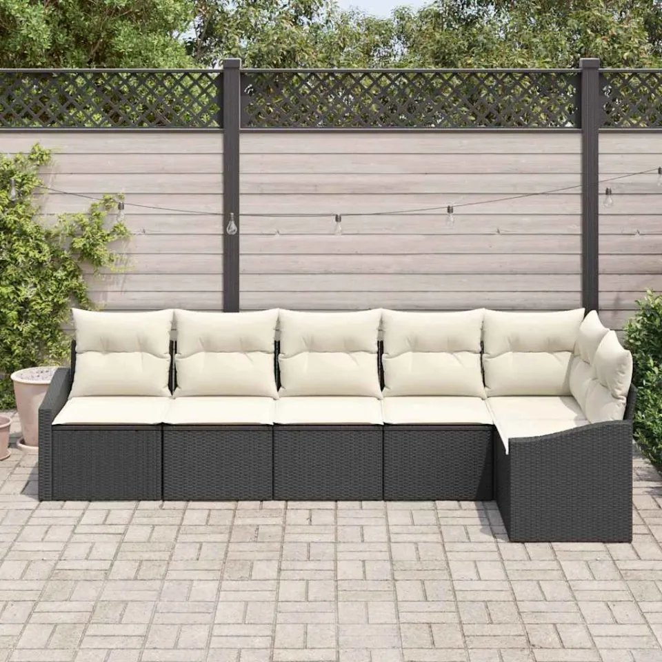 vidaXL Bankstel 6 st Zwart poly rattan, foto 3