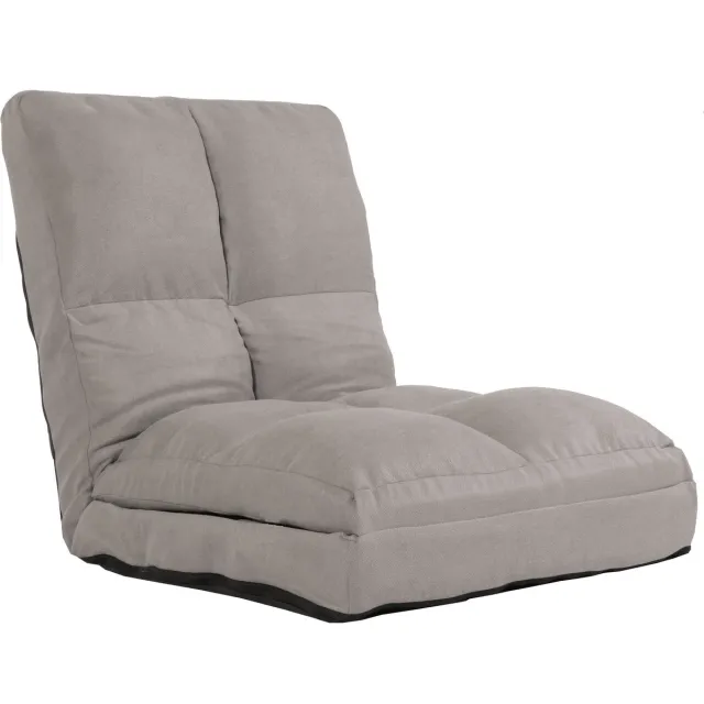 MCW Vloer fauteuil MCW-N45, slaap fauteuil opvouwbare fauteuil functionele fauteuil, slaapfunctie opvouwbaar stalen frame fluweel ~ lichtgrijs
