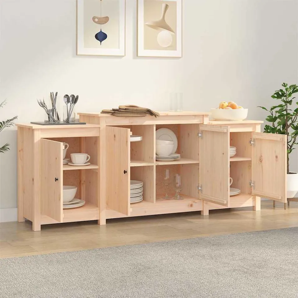 vidaXL Dressoir 164x37x68 cm massief grenenhout bruin, foto 3