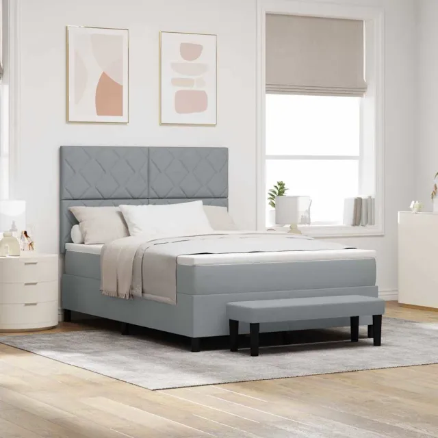 vidaXL Boxspringbed met kussen Lichtgrijs 140 x 190 cm Stof