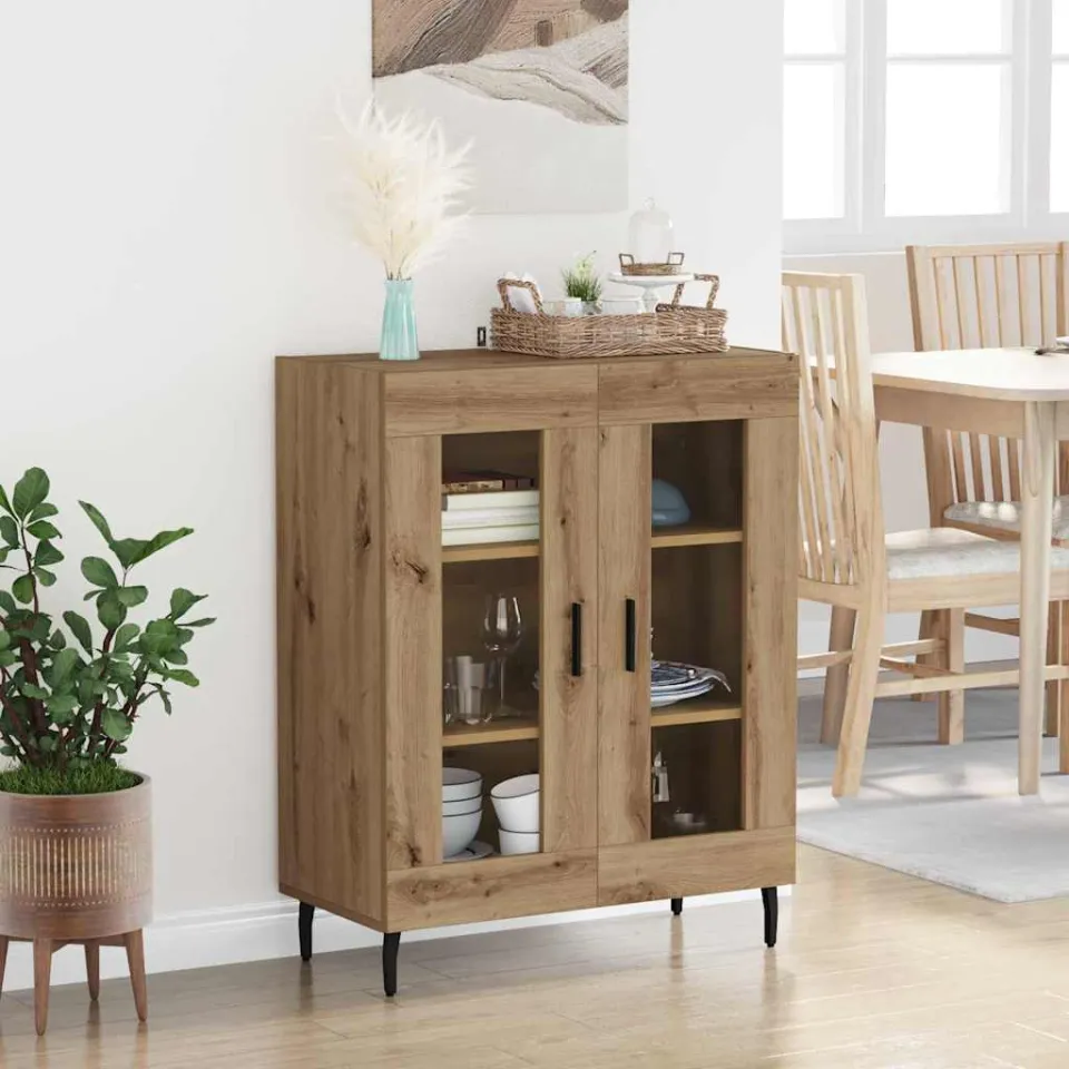 vidaXL Dressoir Artisan Eiken 69,5 x 34 x 90 cm Bewerkt hout, foto 3