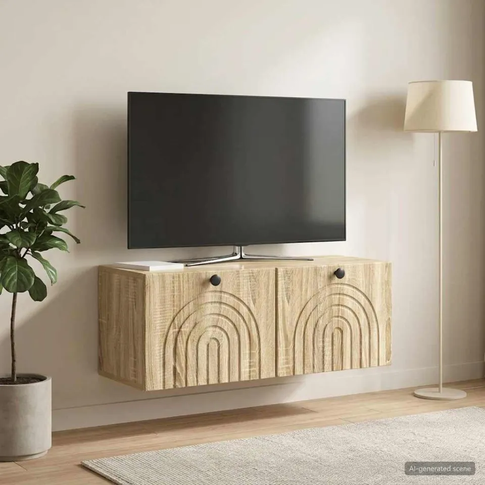 vidaXL Wandbeugel TV-kast Sonoma Eiken 78,5 x 31 x 30 cm Bewerkt hout, foto 4