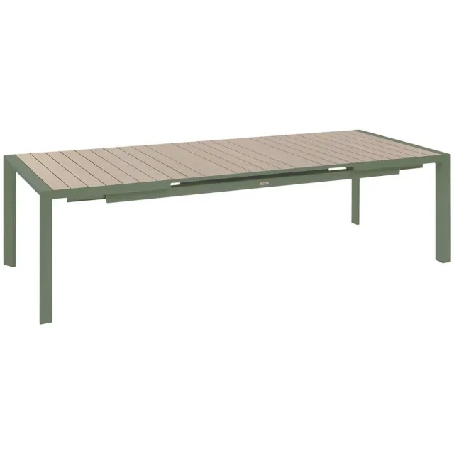 Hespéride Uitschuifbare tuintafel voor 10 personen van aluminium met houteffect ÉVASION Beige lin