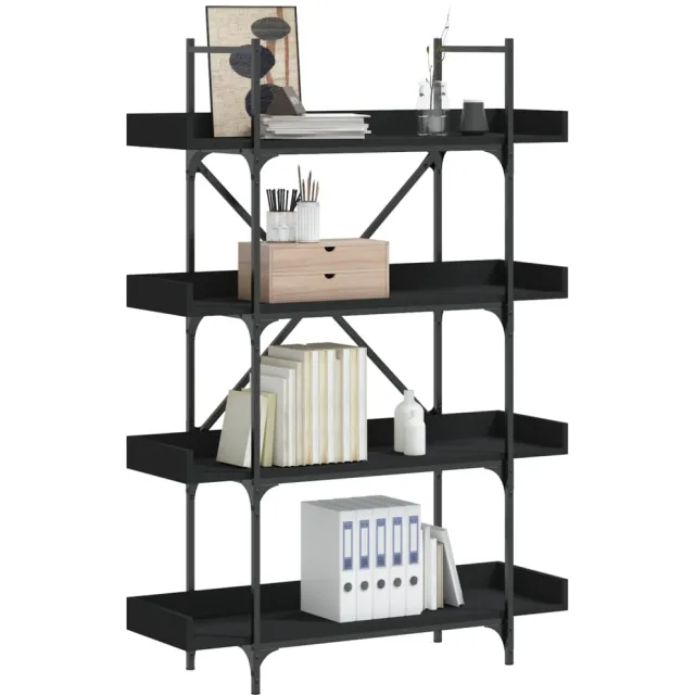 vidaXL Boekenkast 4-laags 100x33x145,5 cm bewerkt hout zwart