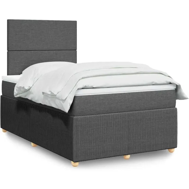 vidaXL Boxspring met matras stof donkergrijs 120x200 cm grijs