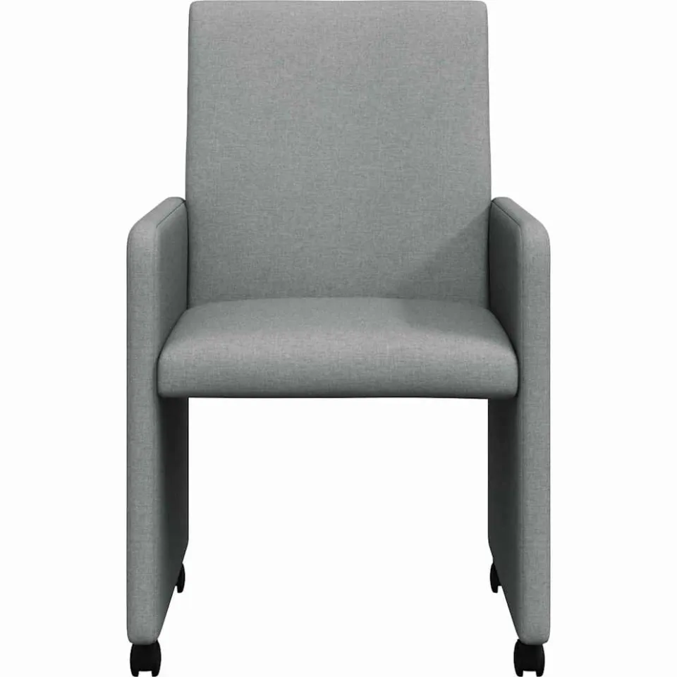 vidaXL Eetkamerstoelen met Wieltjes 2 st Stof Lichtgrijs, foto 4
