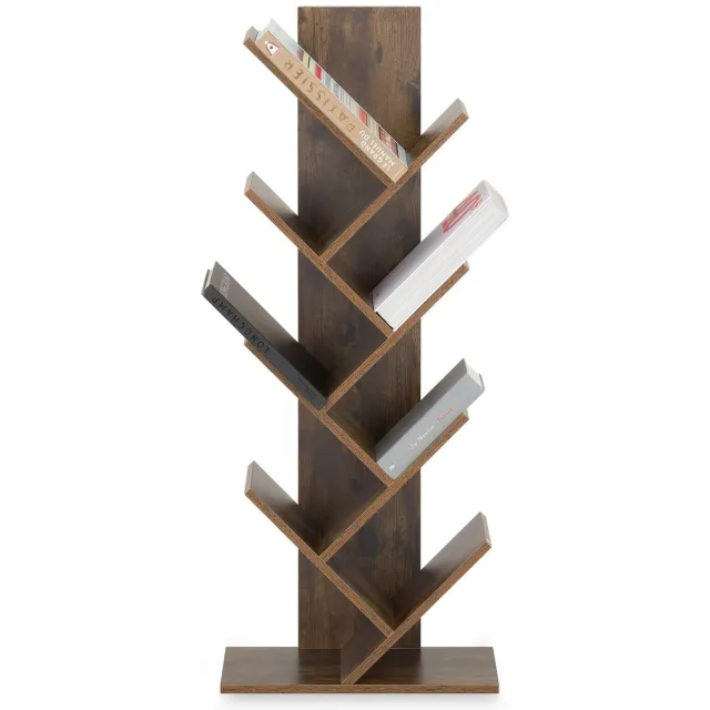 Ibenzoa Decoratieve vrijstaande boekenkast met boomvorm en zes ruime planken bruin