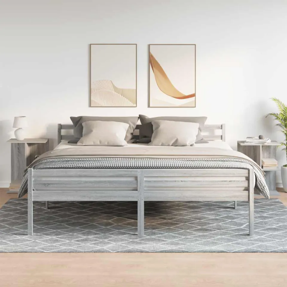 vidaXL Nachtkastjes 2 st 46,5x29x61 cm bewerkt hout grijs sonoma eiken, foto 2