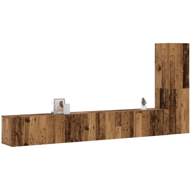 vidaXL Tv-wandkasten 3 st bewerkt hout oud houtkleurig Bruin