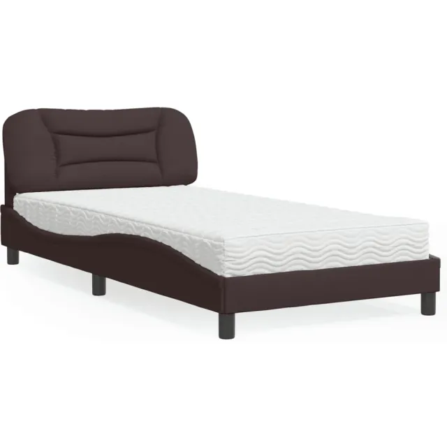 vidaXL Bed met matras "Hvar" stof donkerbruin 100x200 cm
