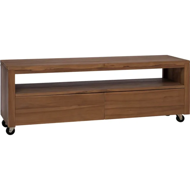 vidaXL Tv-meubel 110 x 30 x 40 cm Naturel Massief Teakhout Bruin