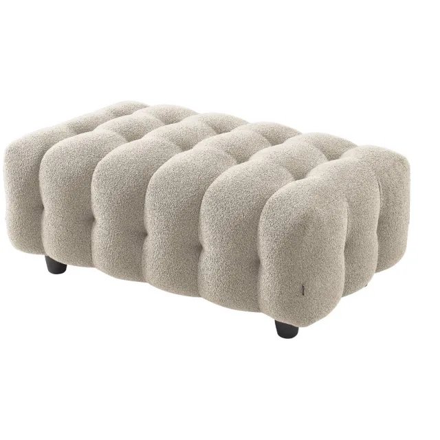 sweeek Bouclé poef, module voor hoekbank, voetenbankje voor 3-zits hoekbank l 115 x b 70 x h 48 cm - leon beige