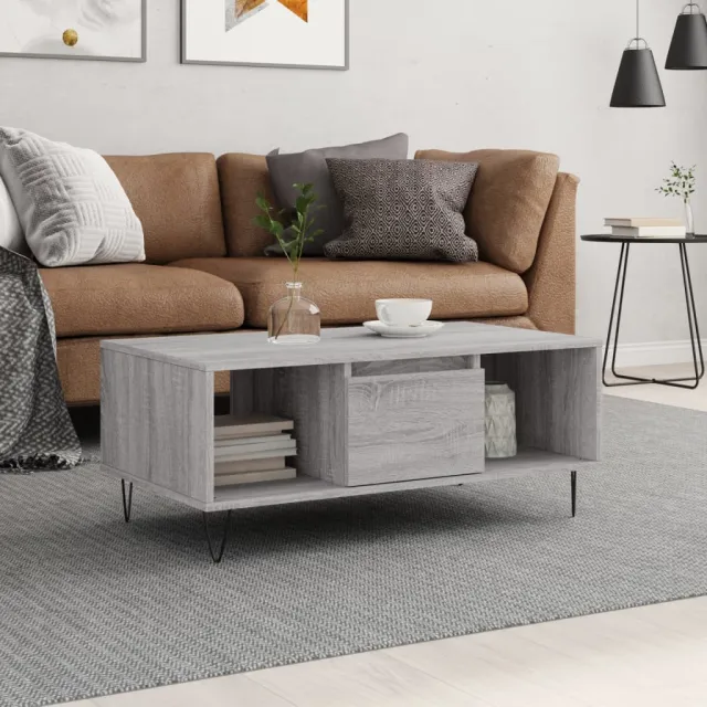 vidaXL Salontafel 90x50x36,5 cm bewerkt hout grijs sonoma, foto 2