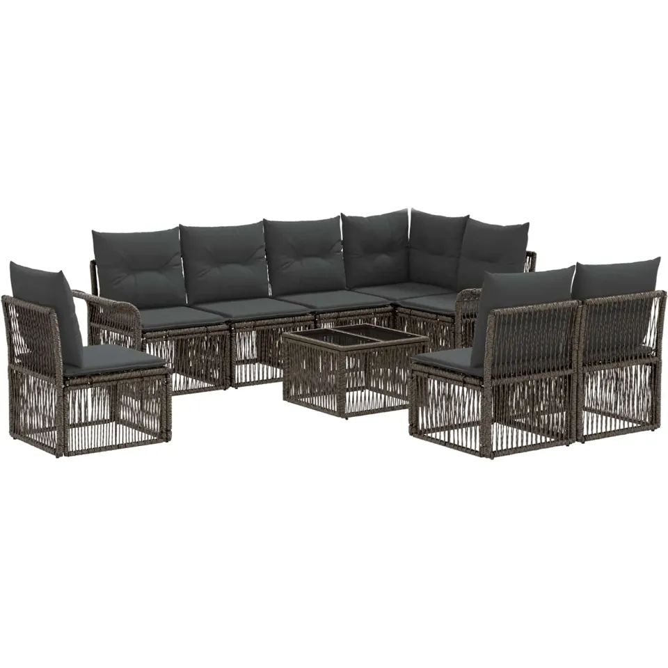 vidaXL Tuinbankenset 9 st Grijs poly rattan, foto 3