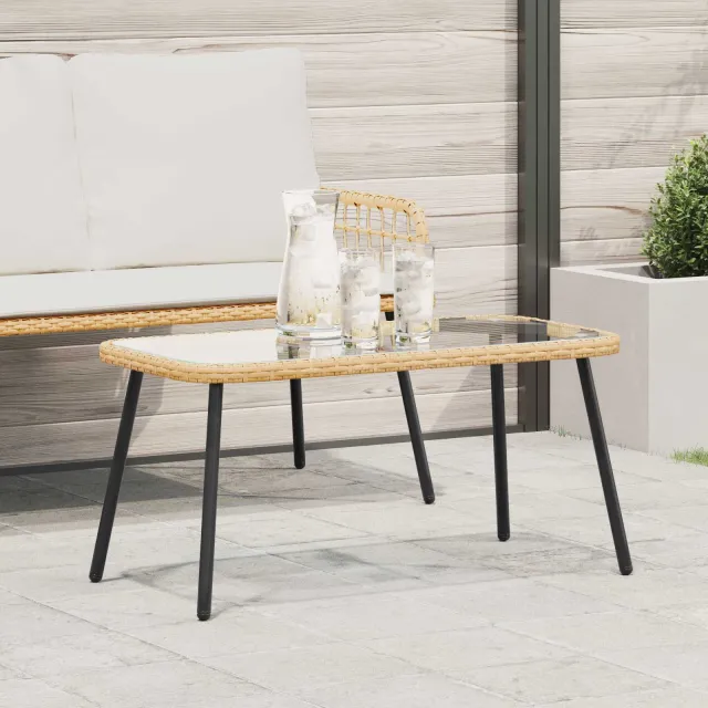 vidaXL Salontafel Bruin en zwart 90 x 45 x 43 cm poly rattan, foto 2