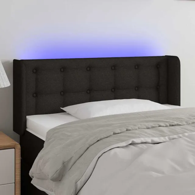 vidaXL Hoofdbord LED 103x16x78/88 cm stof zwart
