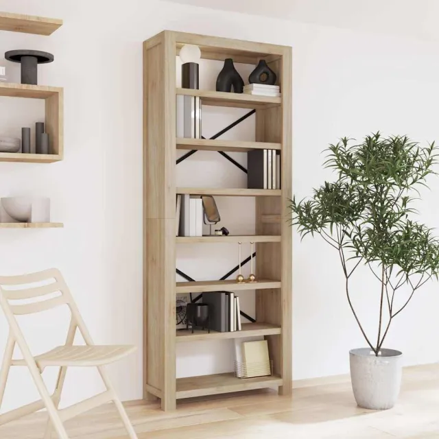 vidaXL Boekenkast met 7 schappen 80x30x200 cm massief acaciahout bruin, foto 2
