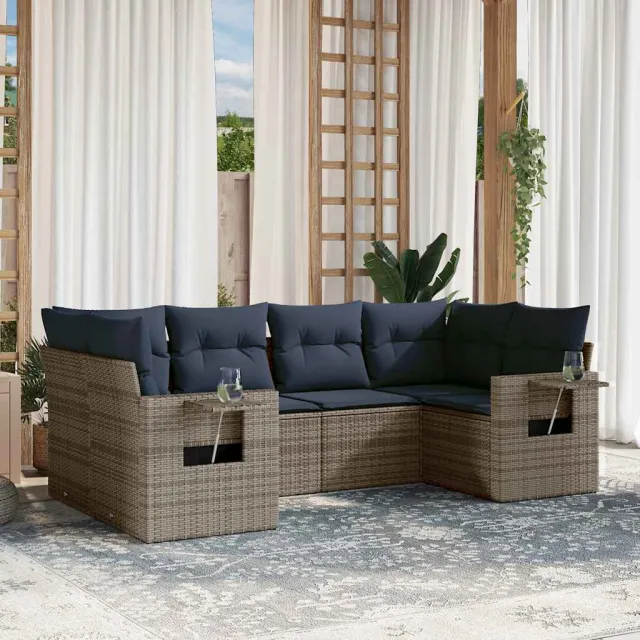 vidaXL 6-delige tuinbankset met kussens, grijs polyrotan, foto 2