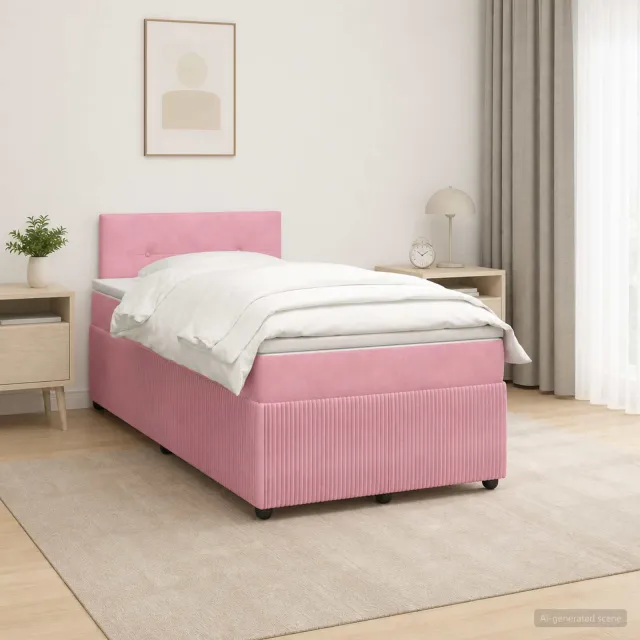 vidaXL Boxspringbed met matras Roze 120 x 200 cm Fluweel