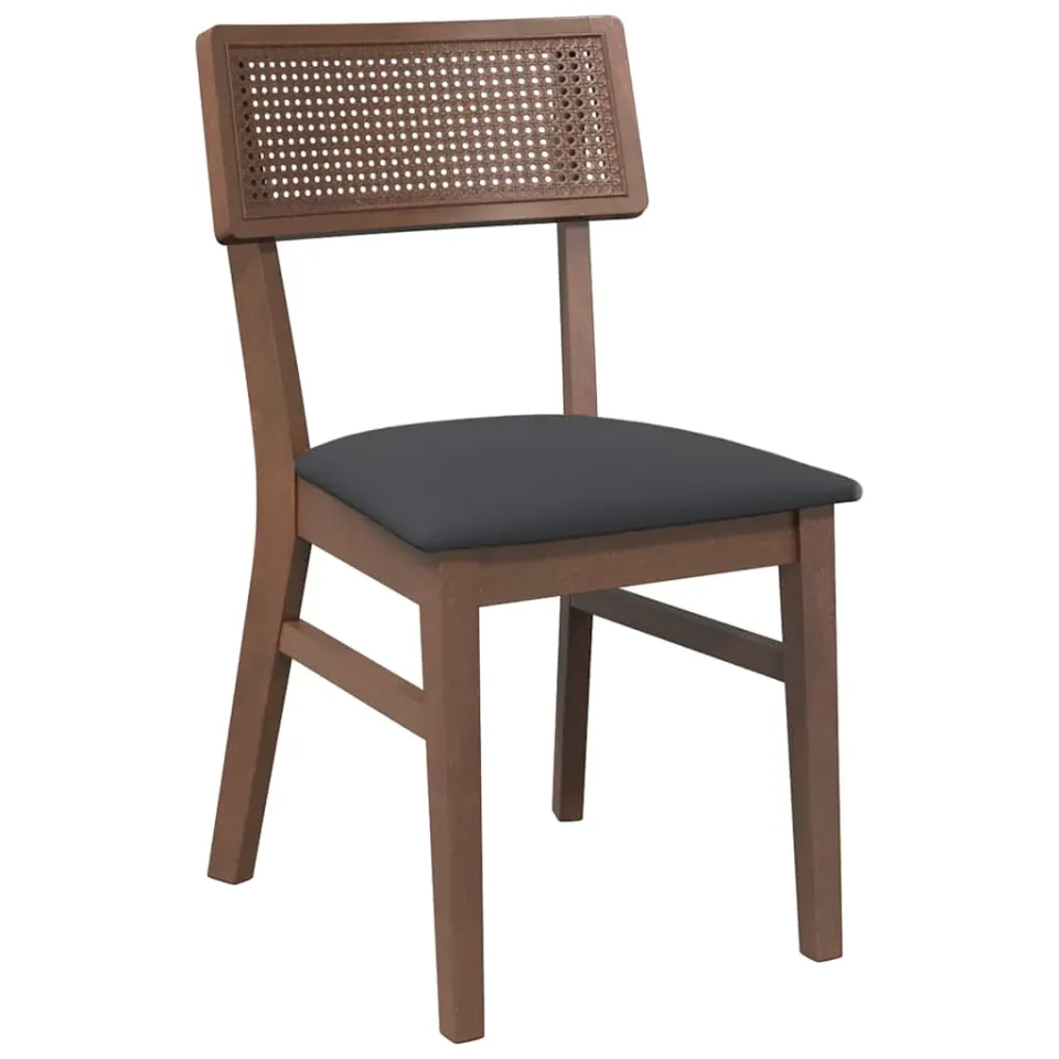 vidaXL Eetkamerstoelen met kussens 2 st massief hout rubber bruin, foto 3