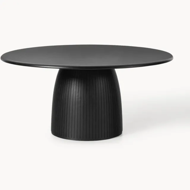 Westwing Collection Ronde eettafel Nelly met groefstructuur, in verschillende formaten Zwart