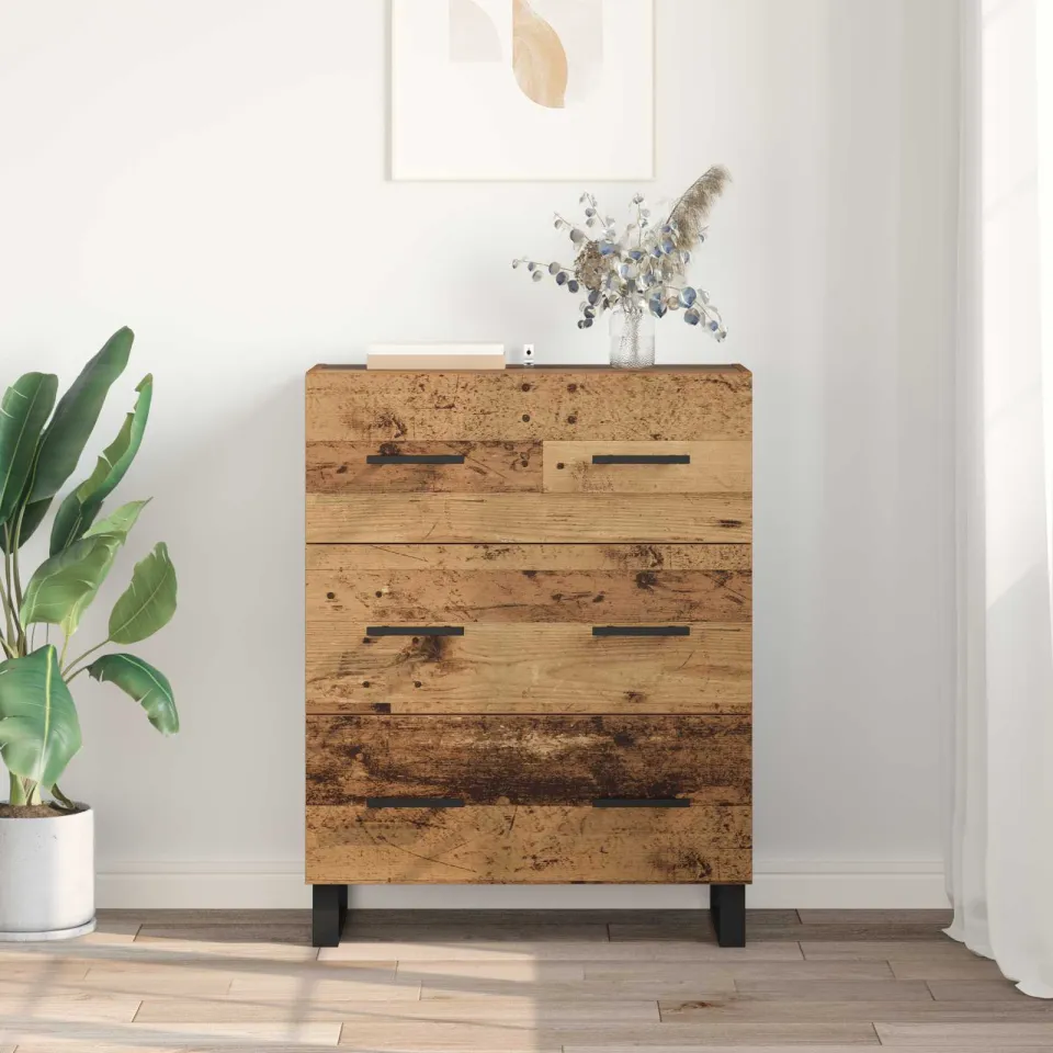 vidaXL Dressoir Oud Hout 69,5 x 34 x 90 cm Gemonteerd hout en ijzer bruin, foto 3