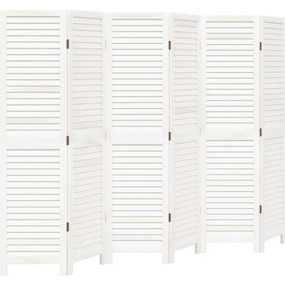 vidaXL Kamerscherm met 6 panelen massief paulowniahout retro wit