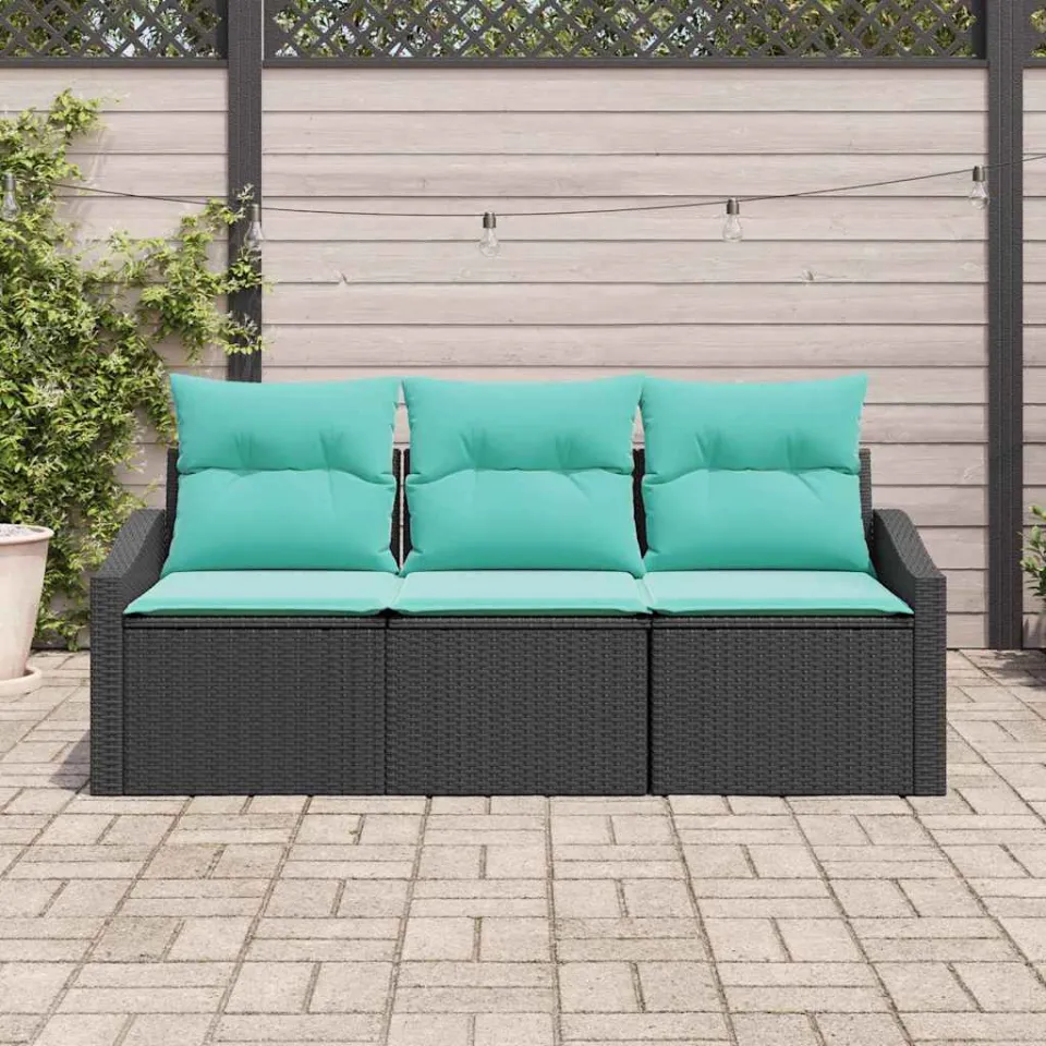 vidaXL Bankstel 3 st Zwart poly rattan, foto 3