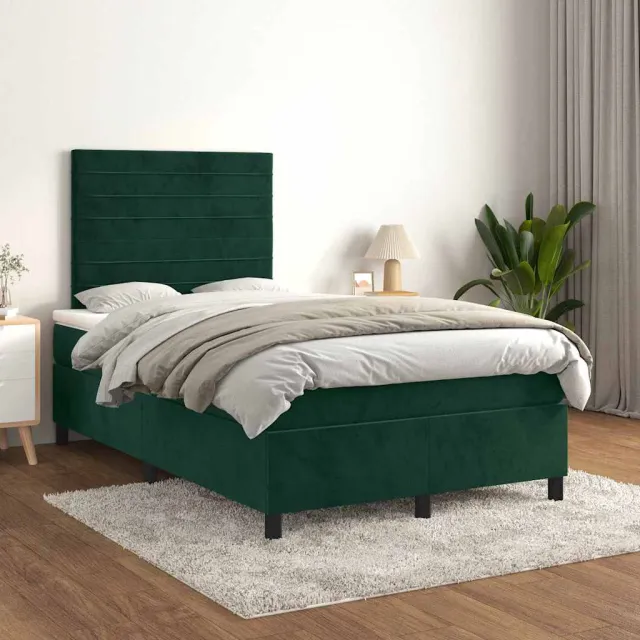 vidaXL Boxspring met matras fluweel donkergroen 120x200 cm groen