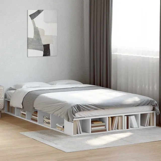 vidaXL Bedframe bewerkt hout wit 135x190 cm
