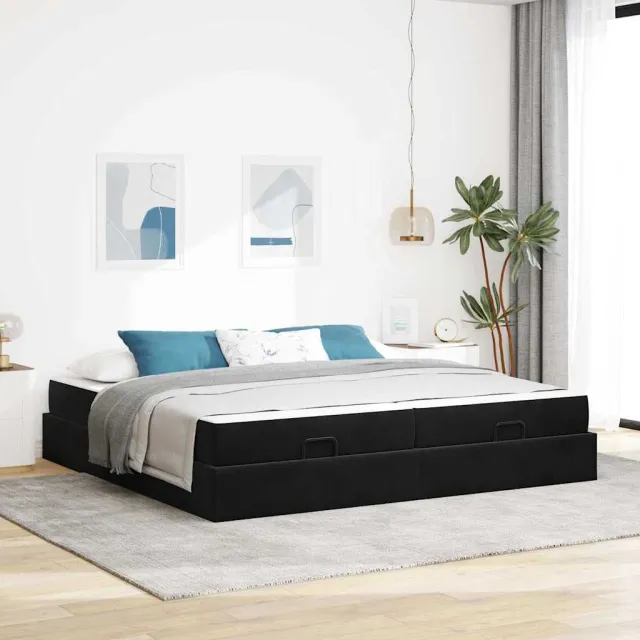 vidaXL Bedframe met matras 2 st Zwart Fluweel
