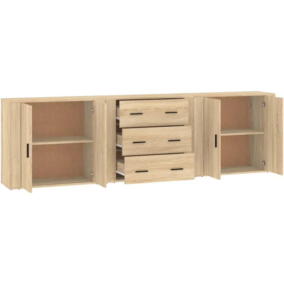 vidaXL Dressoirs 3 st bewerkt hout sonoma eiken, foto 4