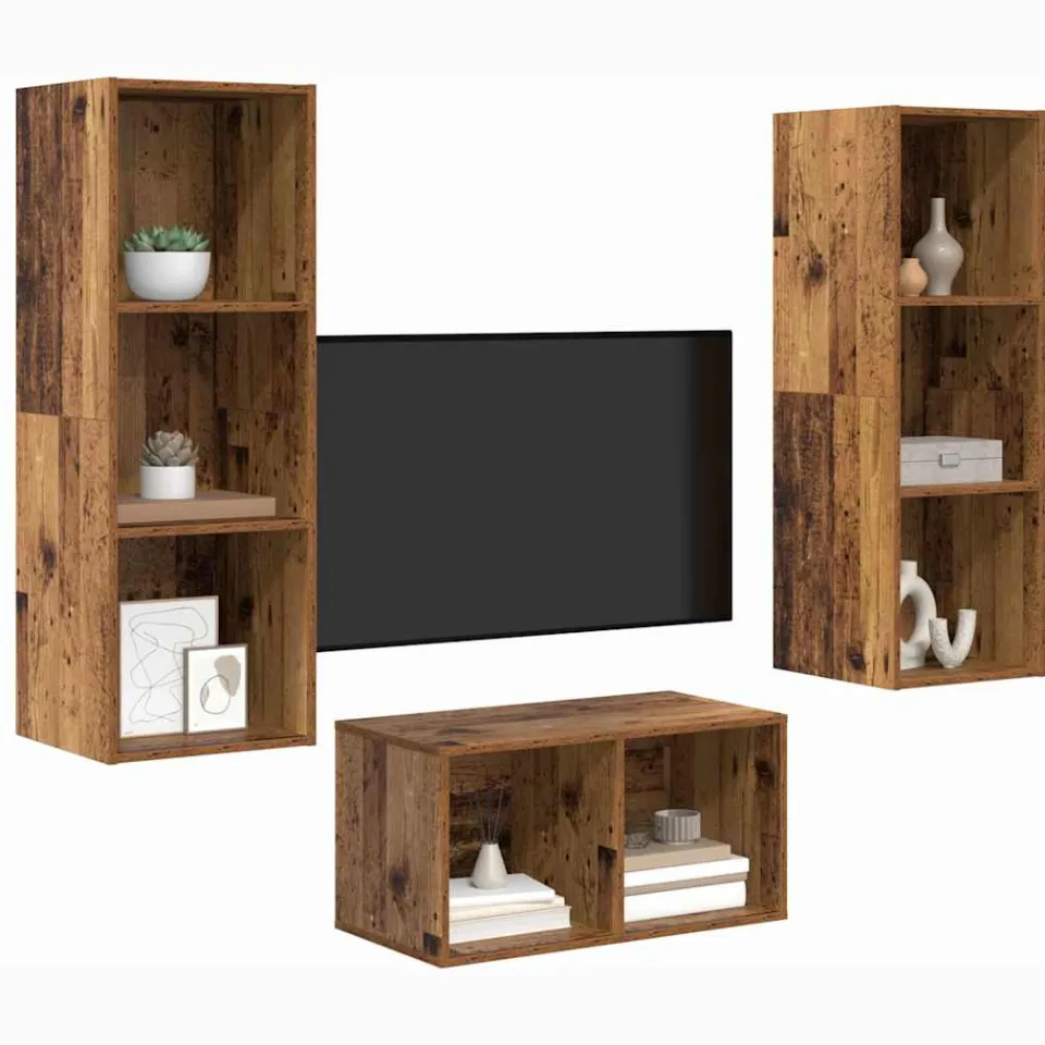 vidaXL Tv-meubelset 37 x 37 x 107 cm Oud Hout Bruin
