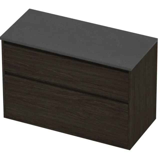 Proline Deck Badmeubelset Hardsteen Greeploos Asymmetrisch Kader 100x46x67 cm Blue Stone Mokka Oak Eiken