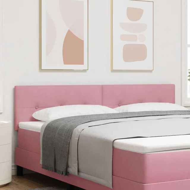 vidaXL LED Hoofdbord met LED-stripverlichting Roze 180 cm Fluweel