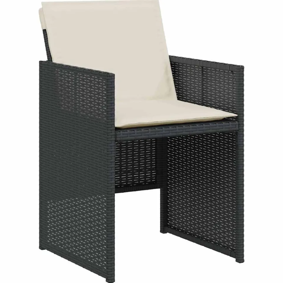 vidaXL 3-delige Bistroset met kussens poly rattan zwart, foto 3